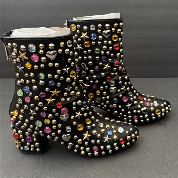 Current Mood Darkstar Embellished Gem Black Ankle Boots Rock Like A STAR Size 7 - Picture 5 of 9